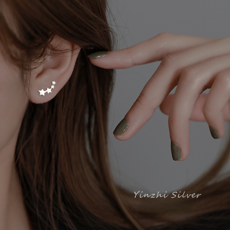 Anting Tusuk Motif Bintang Bahan Sterling Silver 925 Untuk Wanita