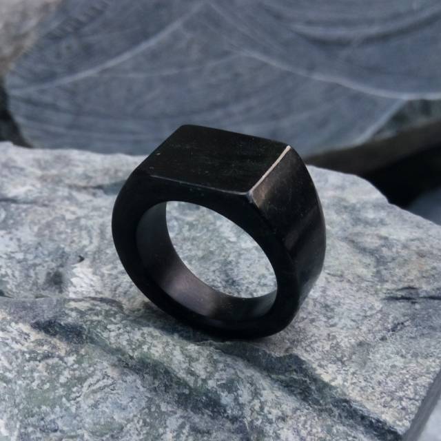 Ring Cincin Giok Black Jade Aceh Natural Model Kotak