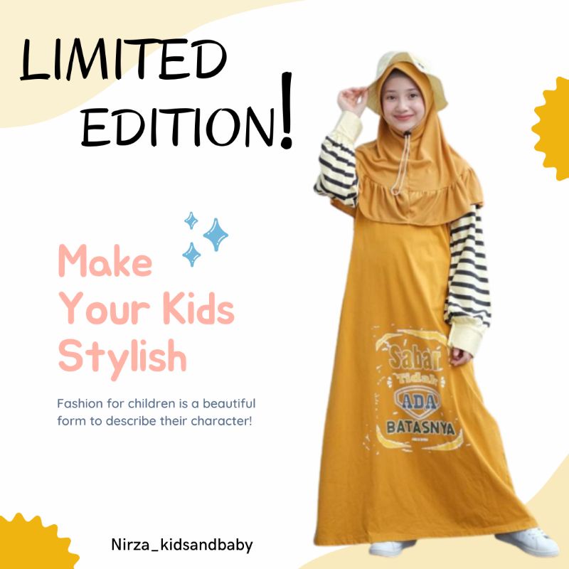 Arks style gamis sunny/gamis anak casual/gamis anak plus jilbab