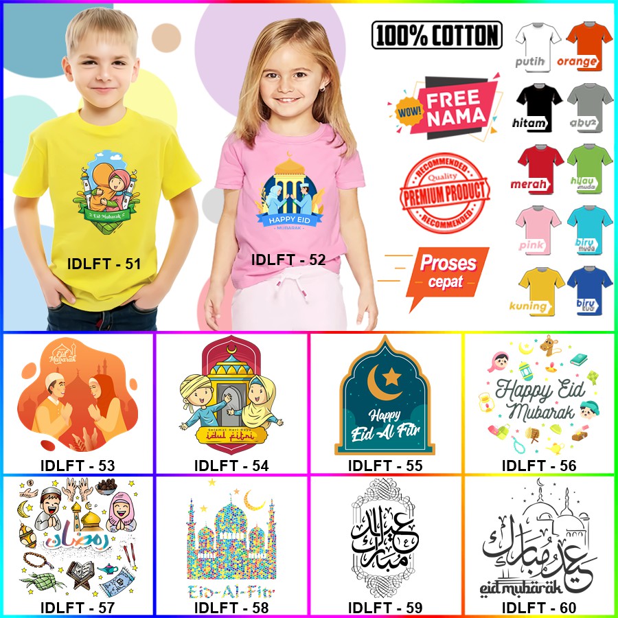 Baju Kaos ANAK DAN DEWASA LEBARAN IDUL FITRI COUPLE (FREE NAMA)