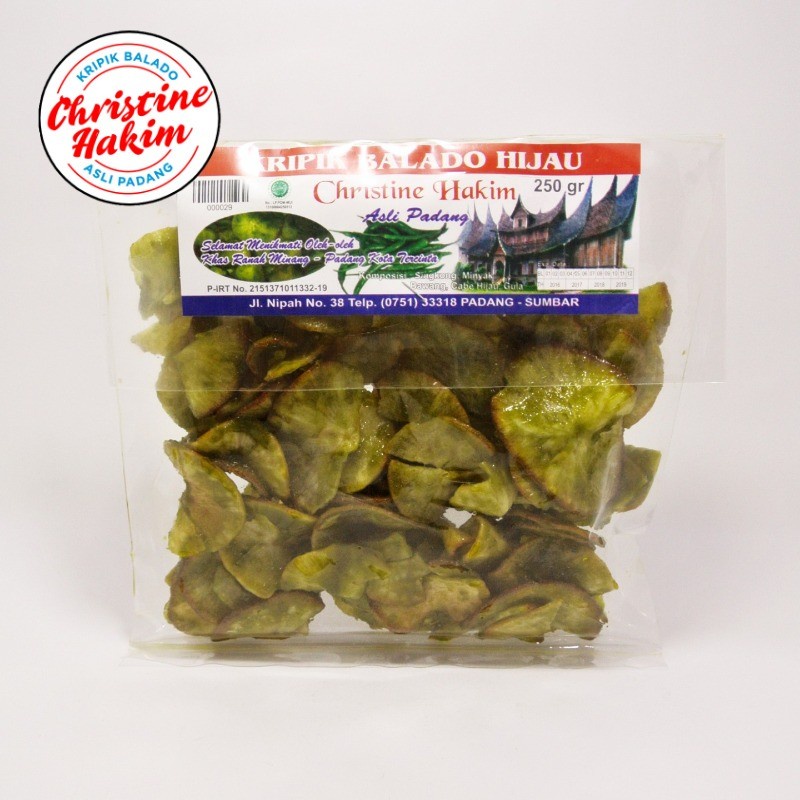 

keripik balado christine hakim 250g sanjay sambal hijau asli padang