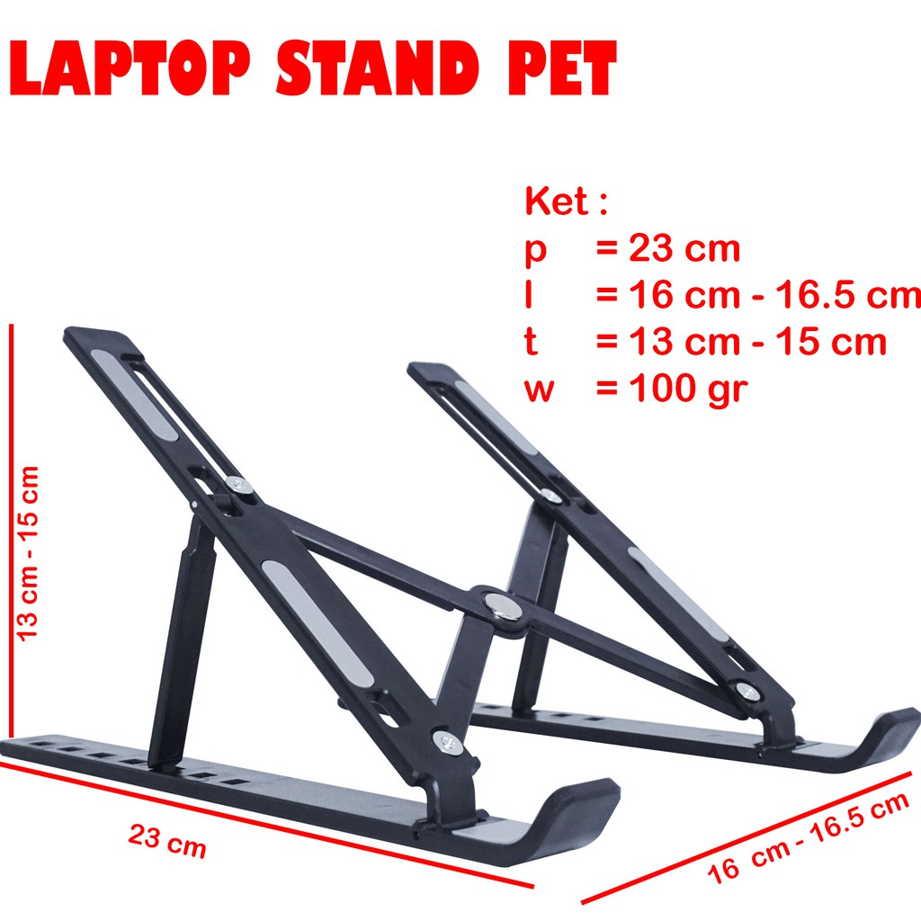 Stand Laptop Plastik Standing Penyangga Lipat Holder Meja Leptop Portable / Notebook / Macbook / Tablet