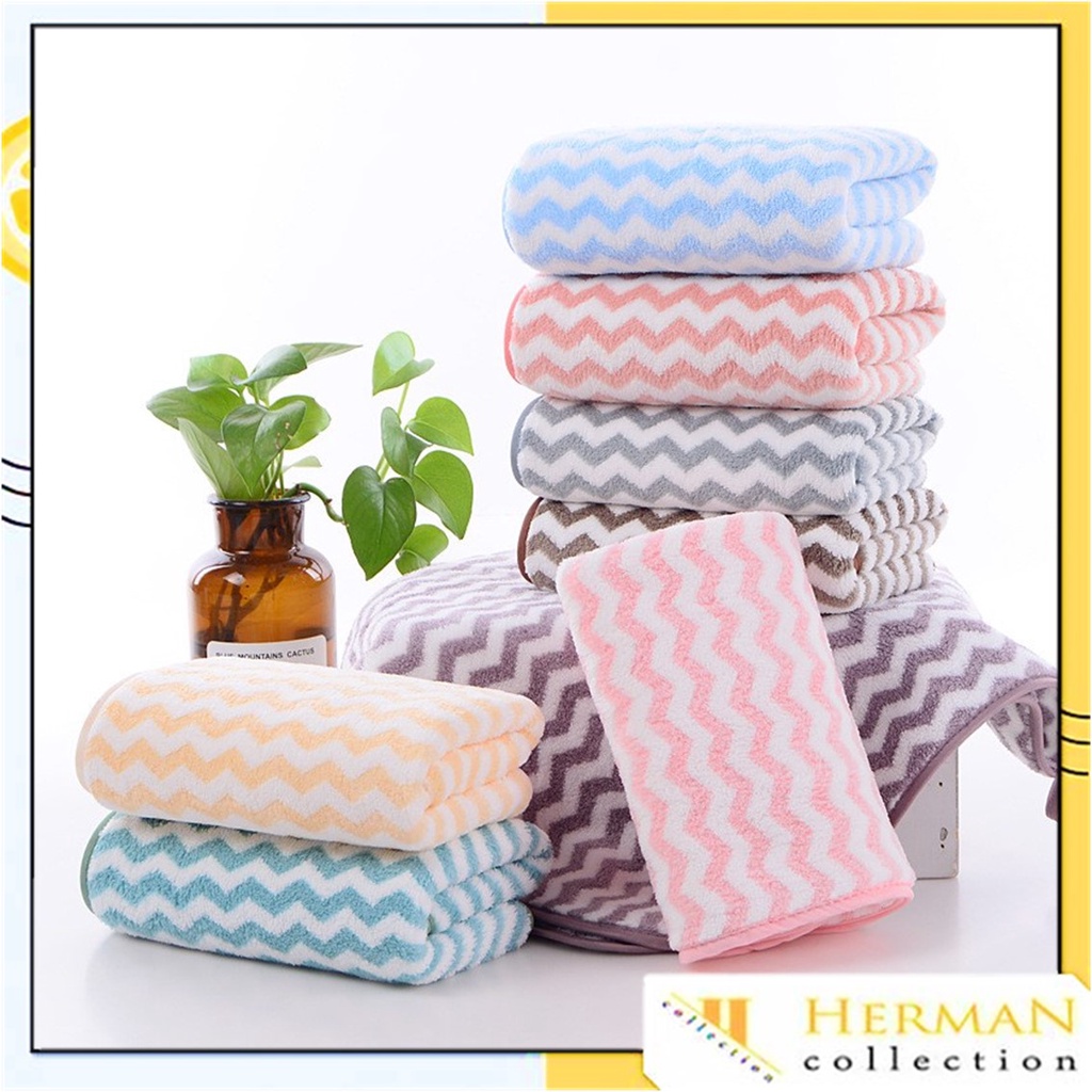 HC Handuk Mandi Dewasa Microfiber Motif Zigzag Wearable Towel Handuk Mandi Dewasa Gerigi Murah Impor