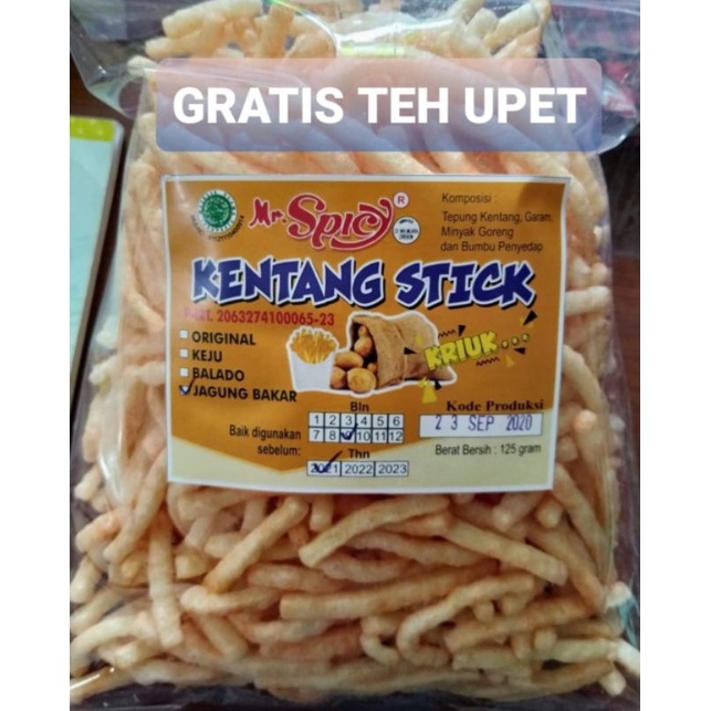 

CEMILAN / SNACK KENTANG STICK RASA JAGUNG BAKAR 125 GRAM