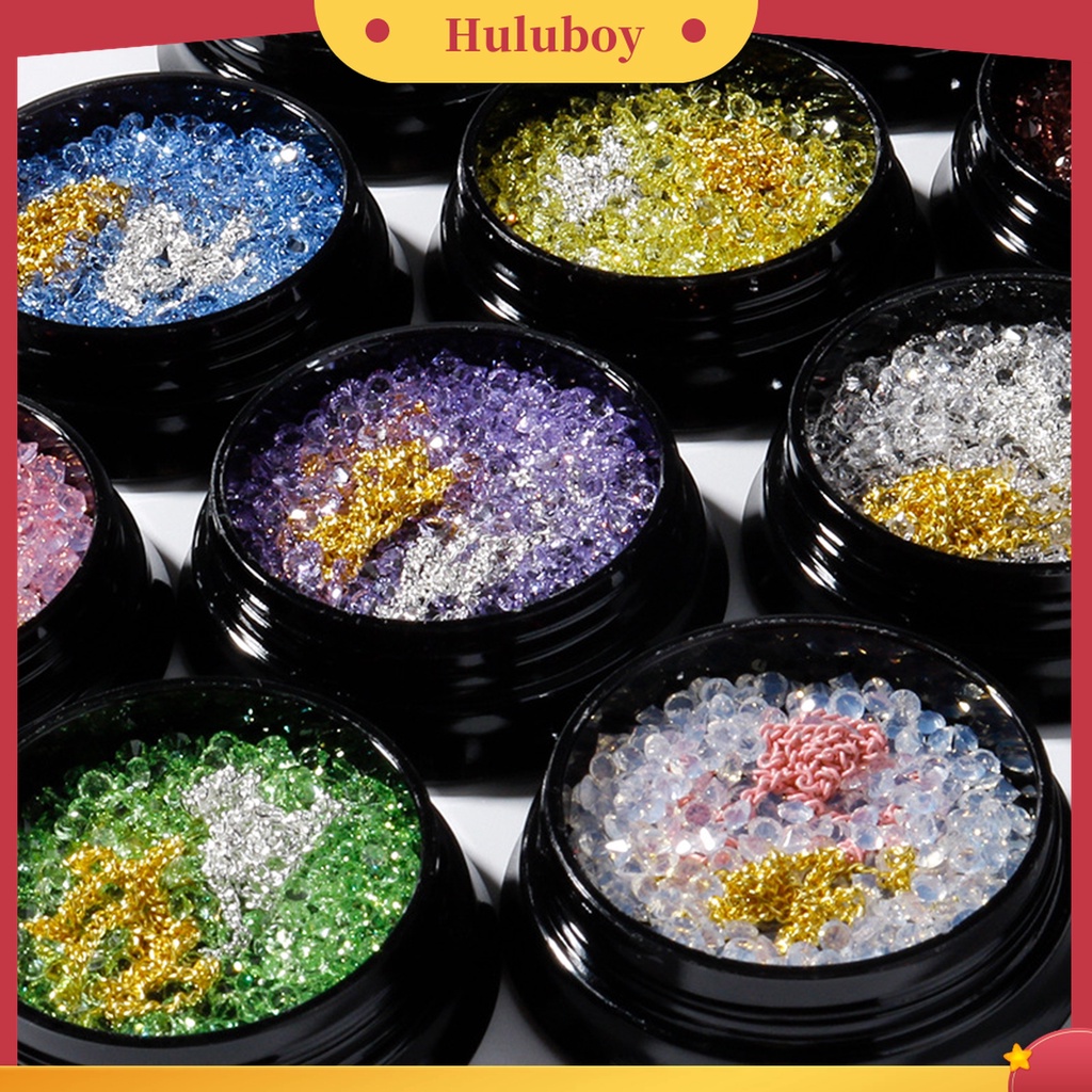 Huluboy Huluboy♡ 1 Kotak Ornamen Batu Berlian Imitasi 3D Untuk Dekorasi Nail Art