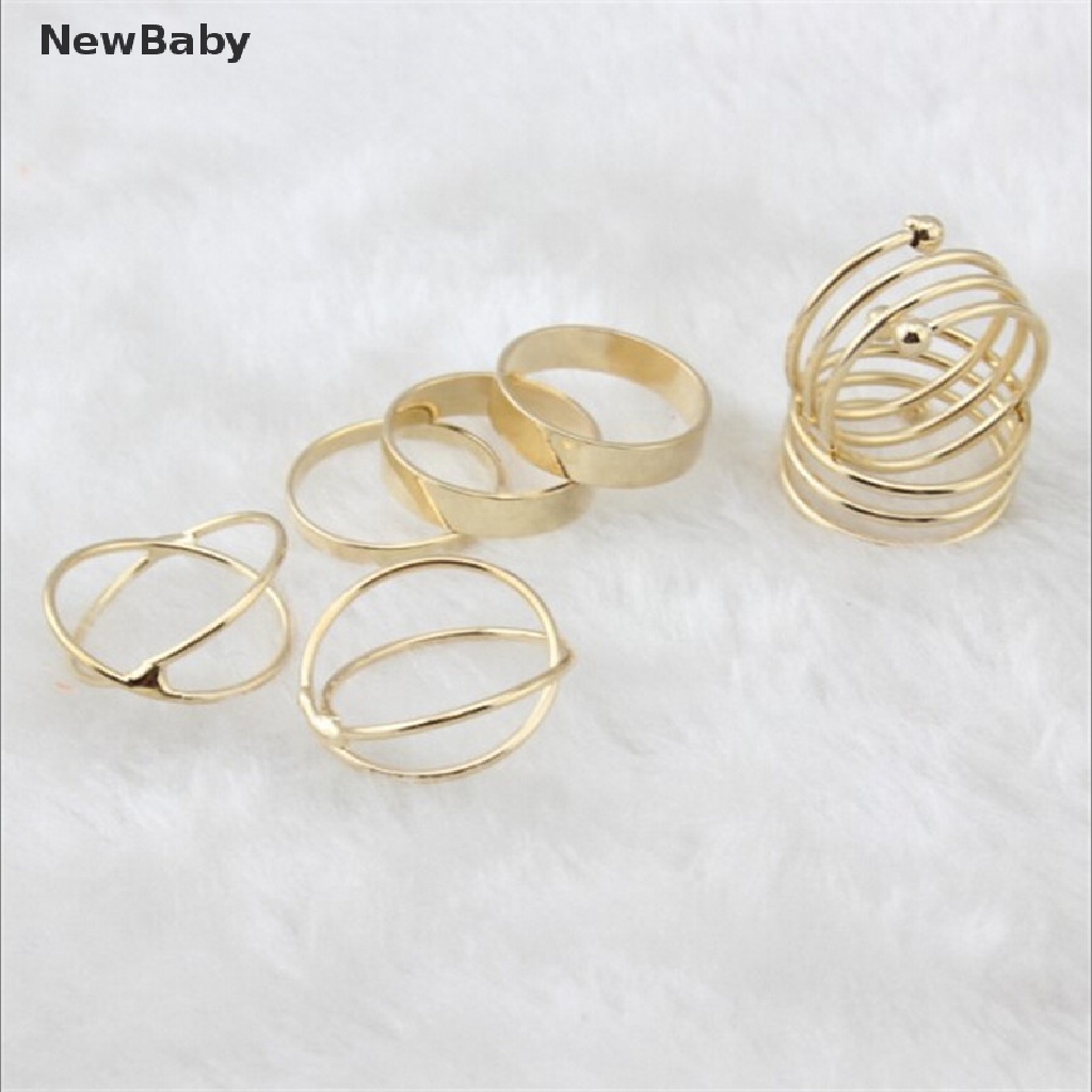6pcs / Set Cincin Knuckle Bahan Alloy Gaya Punk Unik Untuk Wanita