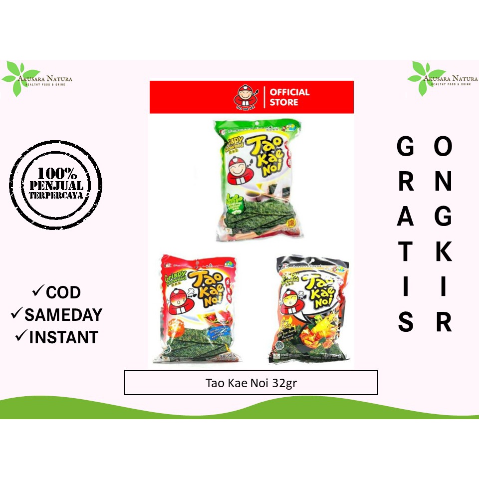 

Tao Kae Noi 32gr Crispy Seaweed Original Hot Spicy - Snack Rumput Laut Krispy [BISA COD | SAMEDAY | INSTANT]