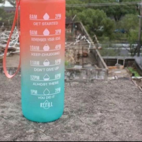 BOTOL 1LITER VIRAL/NAGITA/BOTOL PELANGI PENANDA WAKTU FREE STICKER