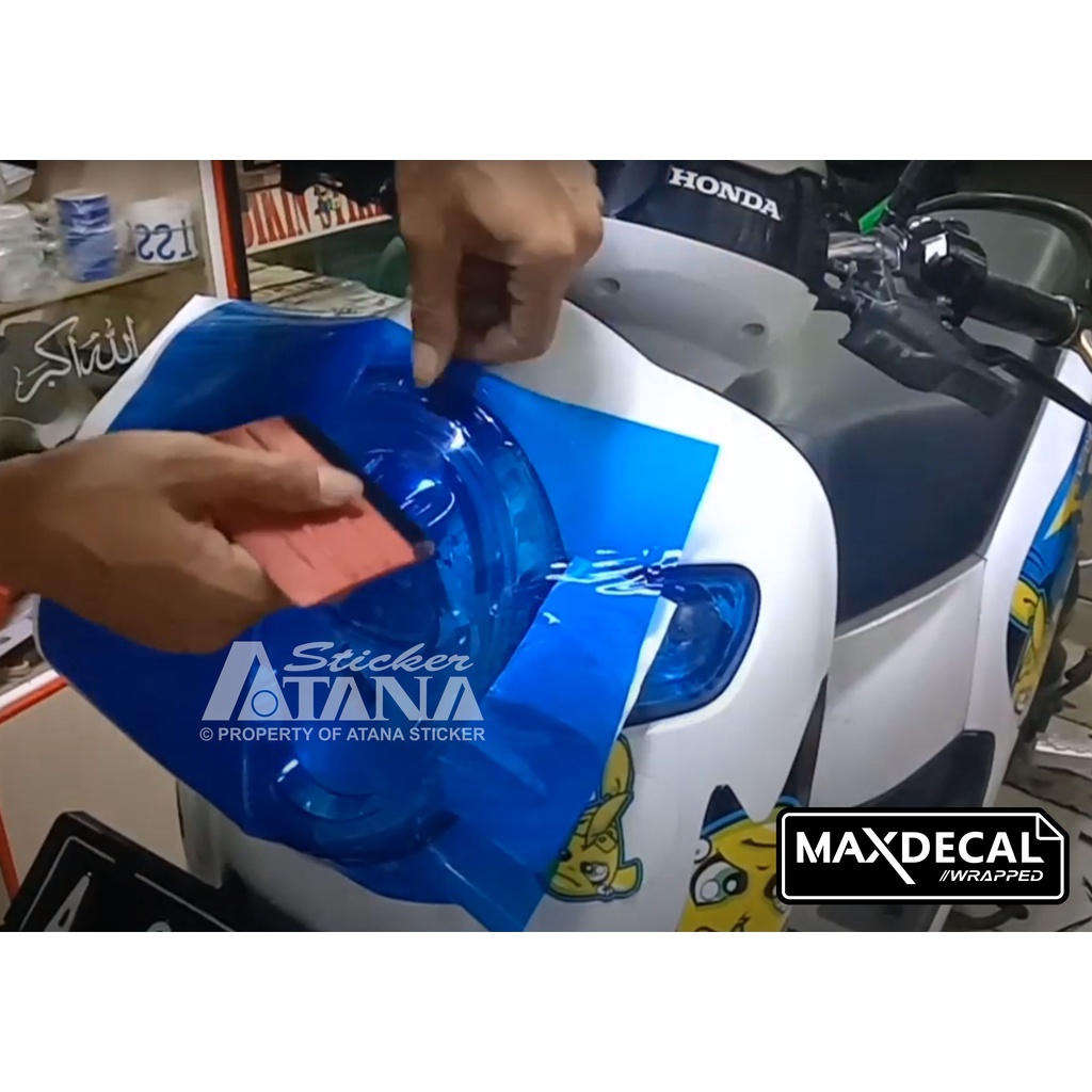 Skotlet Biru Transparan Maxdecal Scotlet Blue Transparent Stiker Tembus Pandang Bening Sticker Smoke Scolite Hybrid Scotlight Anti Gores Transparant Decal Vinyl Wrap Body Dekorasi Aksesoris Lampu Headlamp Motor Mobil Hp Laptop Neon Box Beat Vario Supra
