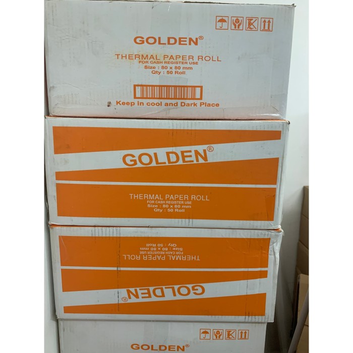 

kertas- kertas thermal struk 80x80mm merk golden - untuk epson tm t82, murah -kertas.