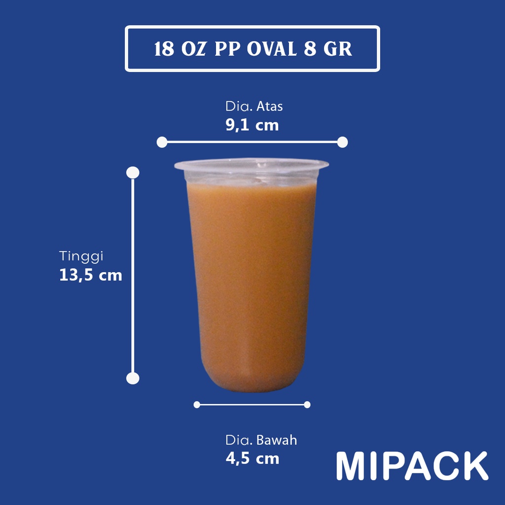 Gelas Plastik 18 OZ Oval 8 Gram | Harga Satuan Min. Order 50 PCS | Gelas Plastik Murah