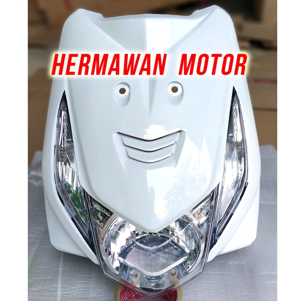 Tameng depan lampu dan sen motor Honda beat karbu th 2008-2012 warna putih