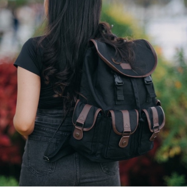 gh.bag Tas Ransel Wanita New Stylish Backpack Kanvas Ransel Jalan Jalan Tas Kuliah Wanita