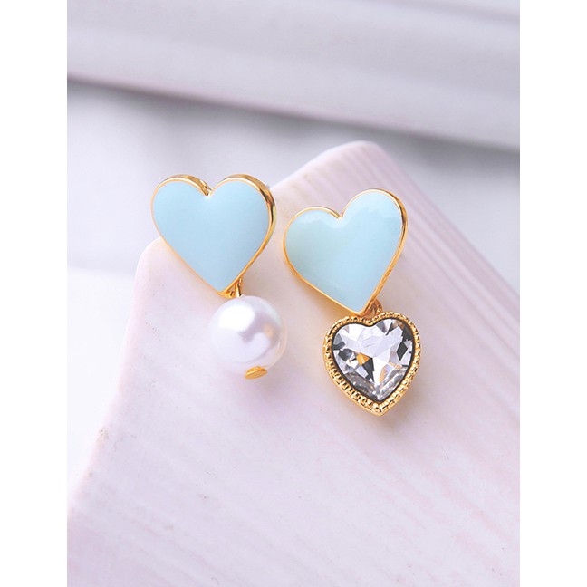 LRC Anting Tusuk Fashion Drop Glaze Love Pearl Earrings D13955