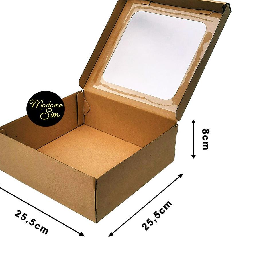 

KOTAK KUE - CAKE BOX - DUS BOLU 25 x 25 x 8 CM - JENDELA (ISI : 10 PCS)
