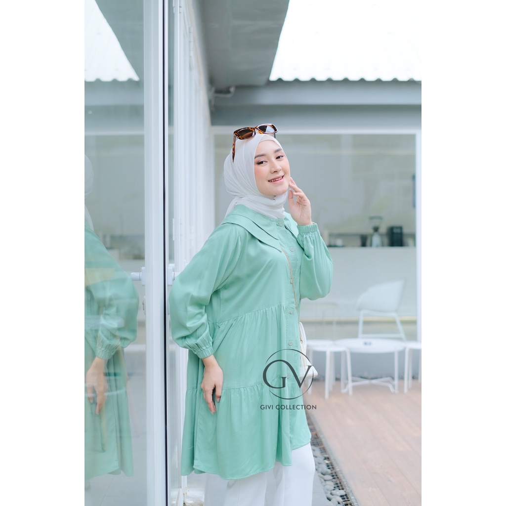 kinan tunik | tunik wanita premium rayon twill | atasan tunik terbaru