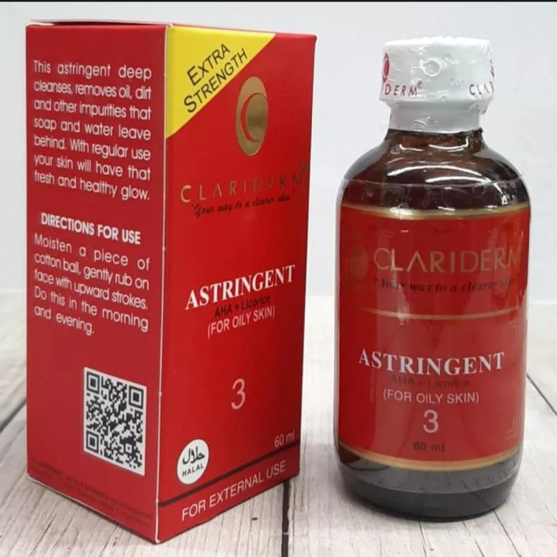 Toner CLARIDERM ASTRINGENT no 3 100%  original / alkohol pembersih wajah clariderm asli