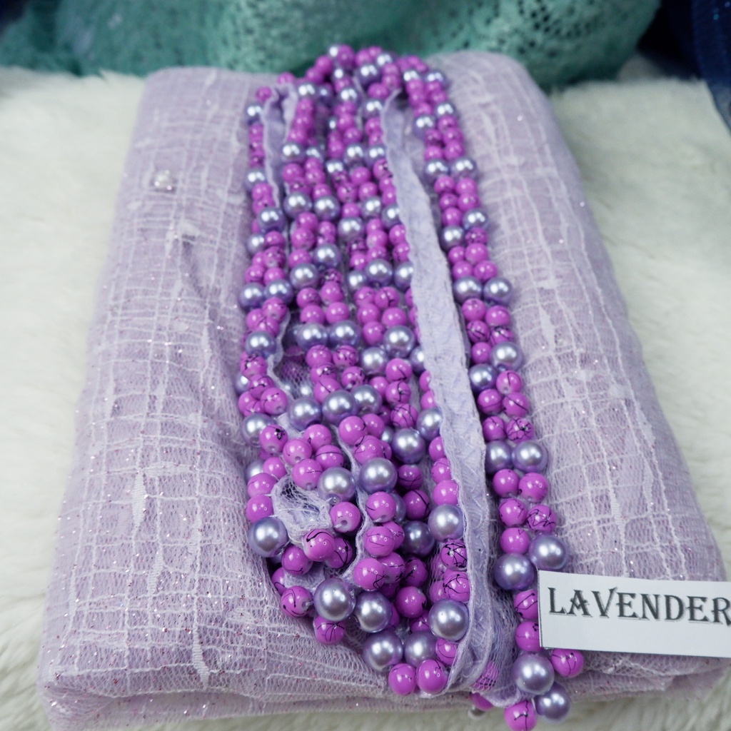 VEIL  MUTIARA SLAYER  PENGANTIN MOTIF ALL VARIAN COLOUR-LILAC