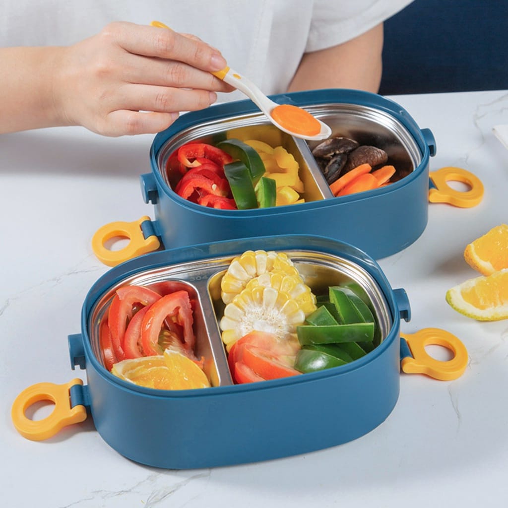 Kotak Bekal Makan 1400ML 2 Susun Dilengkapi 1 sendok / Lunch Box Stainless