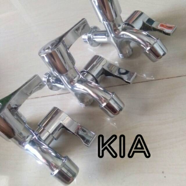 Kran air cabang 2 lubang /double babet kuningan stainles utk hand shower