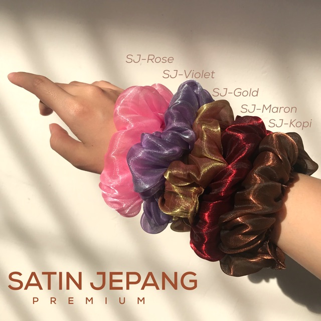 SCRUNCHIE ORGANZA JEPANG - Cepol Hijab Ikat Rambut Cemol Jilbab Iketan Karet Iket Satin Murah Kuncir