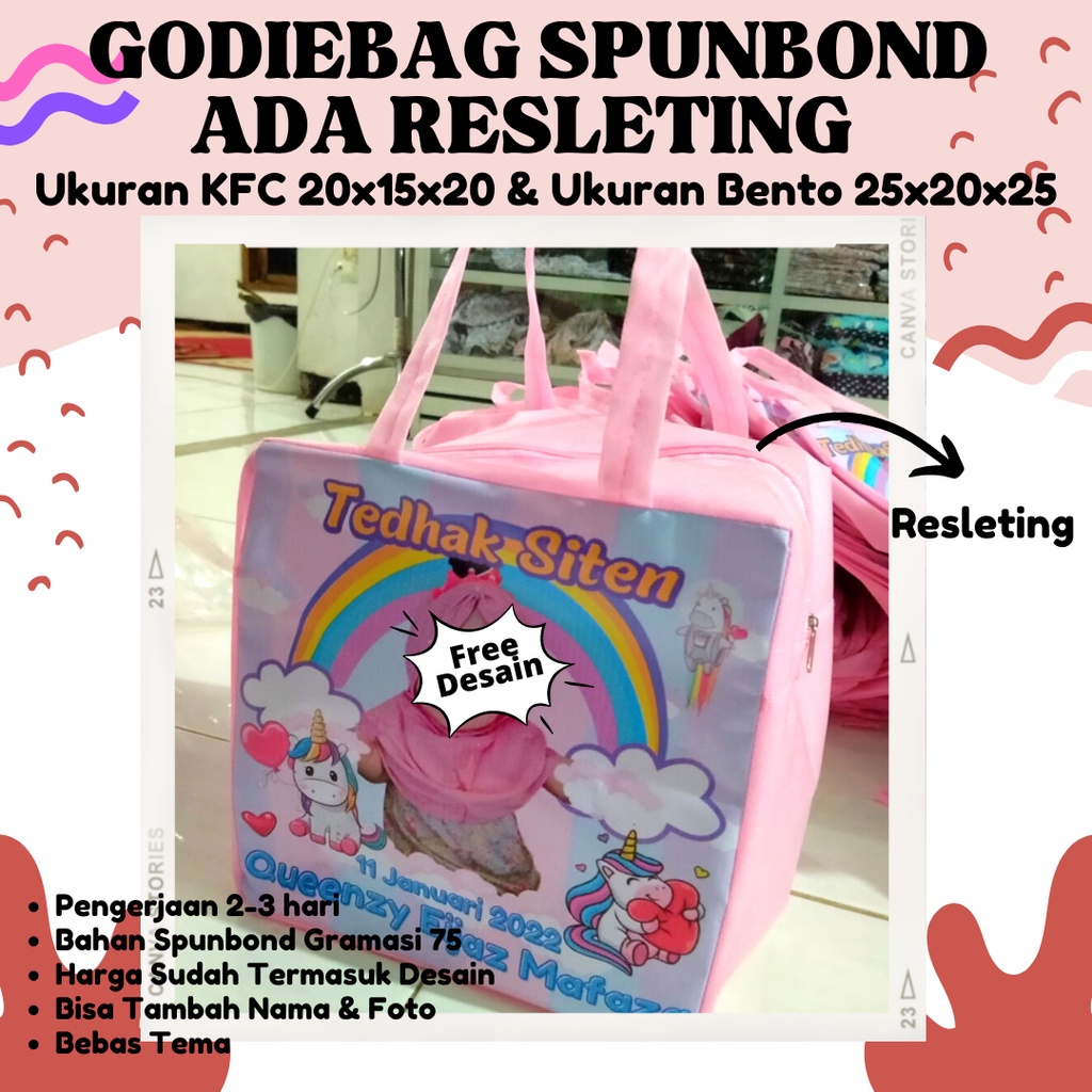 

CUSTOM GOODIEBAG RESLETING TAS TEDAK SITEN/ AQIQAH/KADO SOUVENIR ULTAH ANAK UKURAN KOTAK KFC/MCD/BENTO JAWA TIMUR