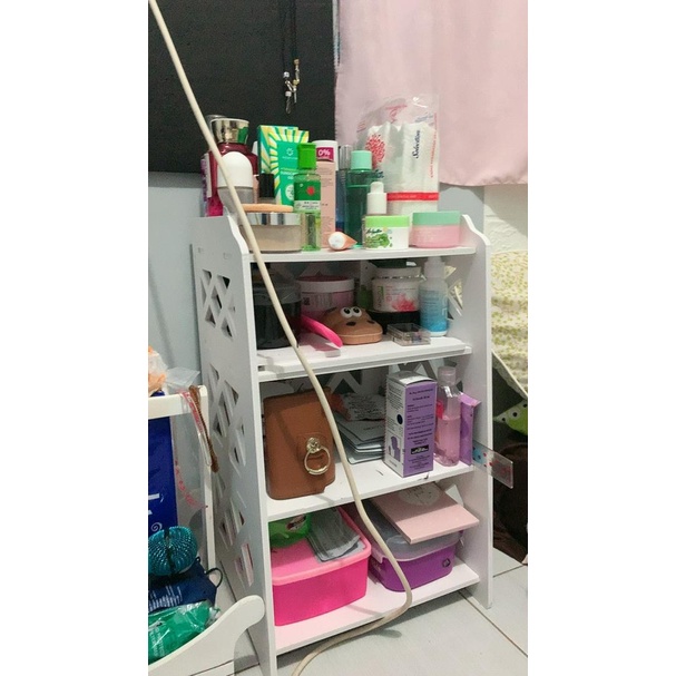 DISKON Rak Sudut Rak Kamar Mandi Rak Kosmetik Lemari Mini Rak Gantung Meja Sudut Meja Hias mini Rak Samping Tempat Tidur Storage Cabinet Tempat Penyimpan Kamar Mandi rak serbaguna