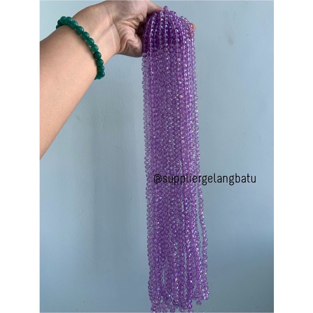 Crystal Ceko 8mm PURPLE QUARTZ ungu bening manik bakpao rondele craft