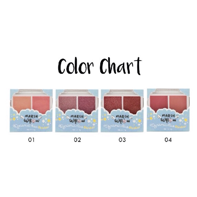 MARSHWILLOW COLOUR CHART / DUO BLUSHER MARSHWILLOW / MARSHWILLOW dynamic duo BLUSH ON