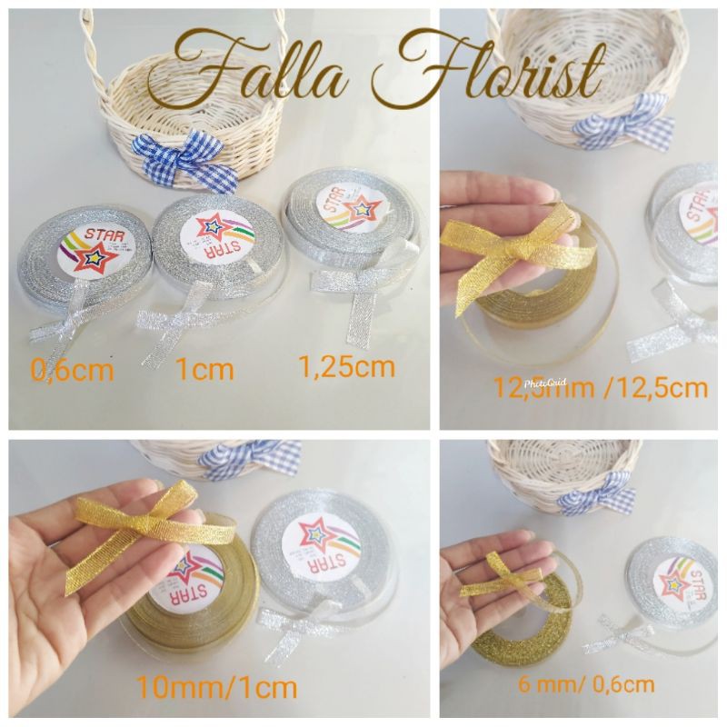 

Pita emas/gold & pita perak/silver(1roll/20 yard) hiasan mahar hantaran seserahan pernikahan DIY dll