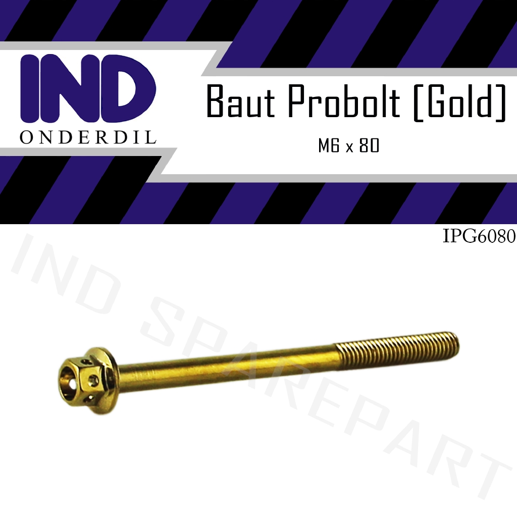 Baut-Baud Probolt-Pro Bolt Gold-Emas M6x80-6x80-6 x 80-M6 x 80 Kunci 8