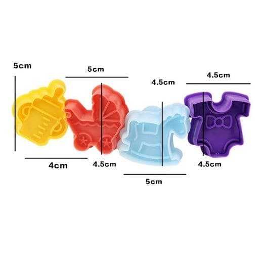 Fondant Plunger Cutter - Cetakan Fondant Baby Shower Theme (4pcs)