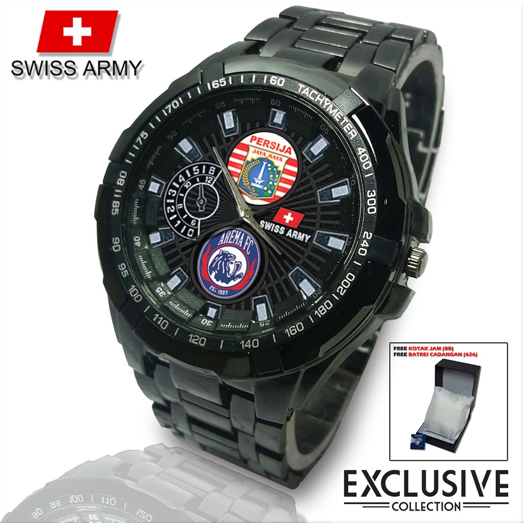 (Istimewa Bossque) Jam PERSIJA &amp; AREMA Rantai Sport (Black Doff)