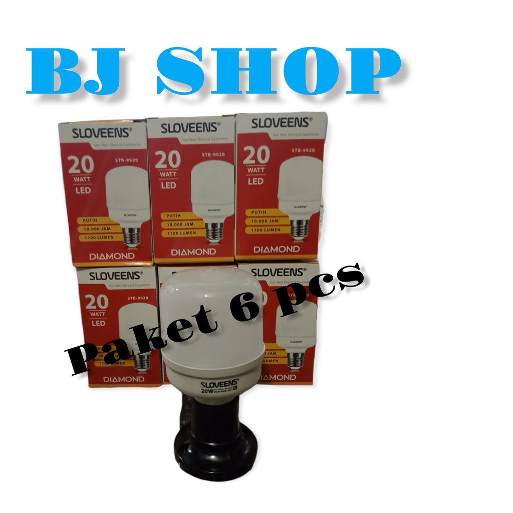 ( PAKET HEMAT ISI 6 PCS ) Lampu / LED Murah 20 Watt / Bohlam LED Sloveens 20 Watt Cahaya Putih / Lam