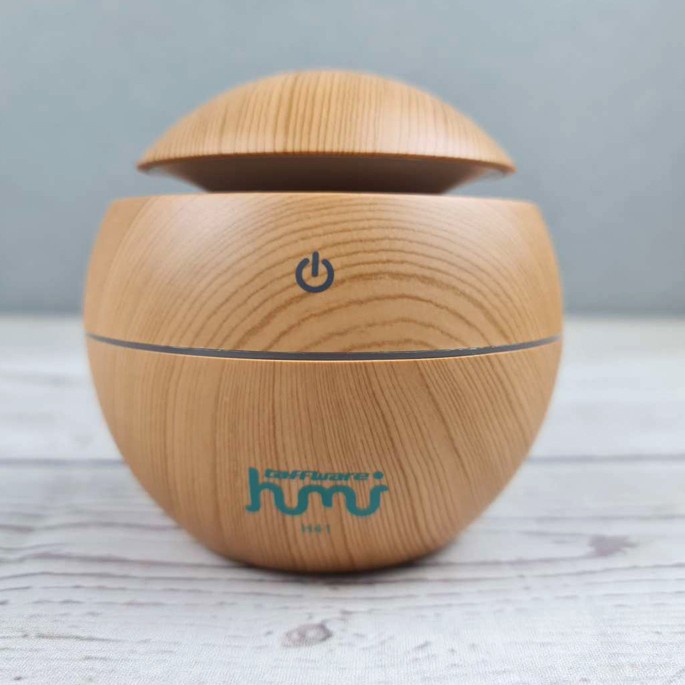 Air Humidifier Aromatherapy Oil Diffuser 130ml Wood Design - HUMI H41 - Coklat Muda