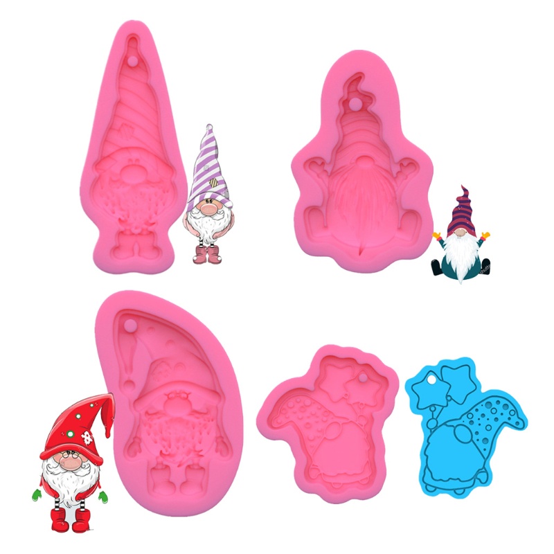 SIY  Gnome Keychain Resin Mold Lucky Gnome Santa Claus Pendant Silicone Resin Mold