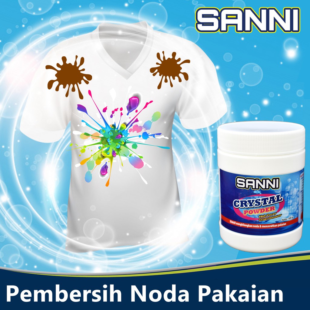 Penghilang Noda Pakaian SANNI CRYSTAL POWDER Pembersih Noda Pakaian 500gr Konsentrat