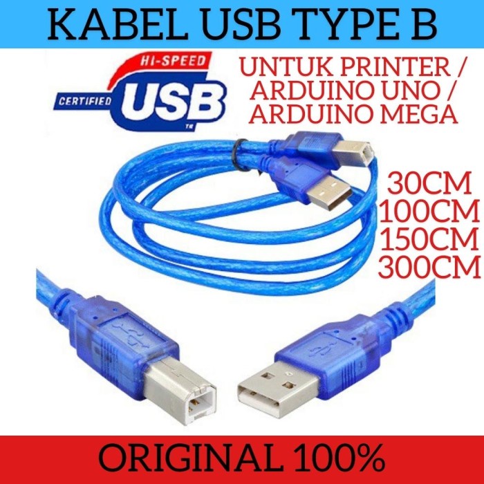 Kabel USB Type B Untuk Printer Arduin Mega Uno DLL Banyak Panjang