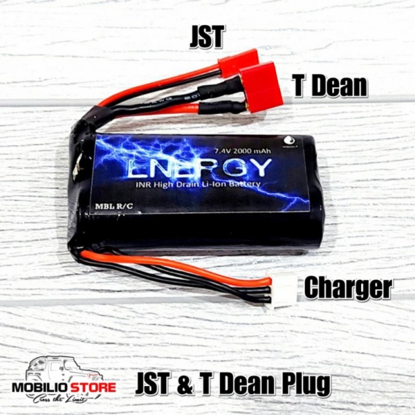 

New Baterai INR Li Ion 7.4 Volt 2000 mAh High Drain RC Mini Battery - JST T Dean Mobilio shopee