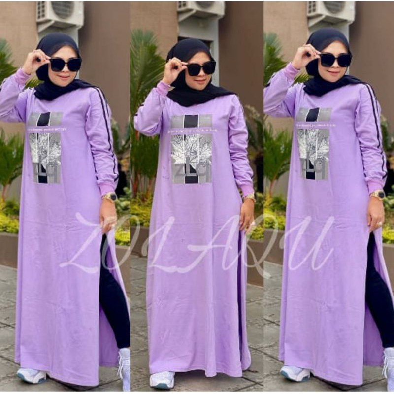 gamis kaos zolaqu model belah samping