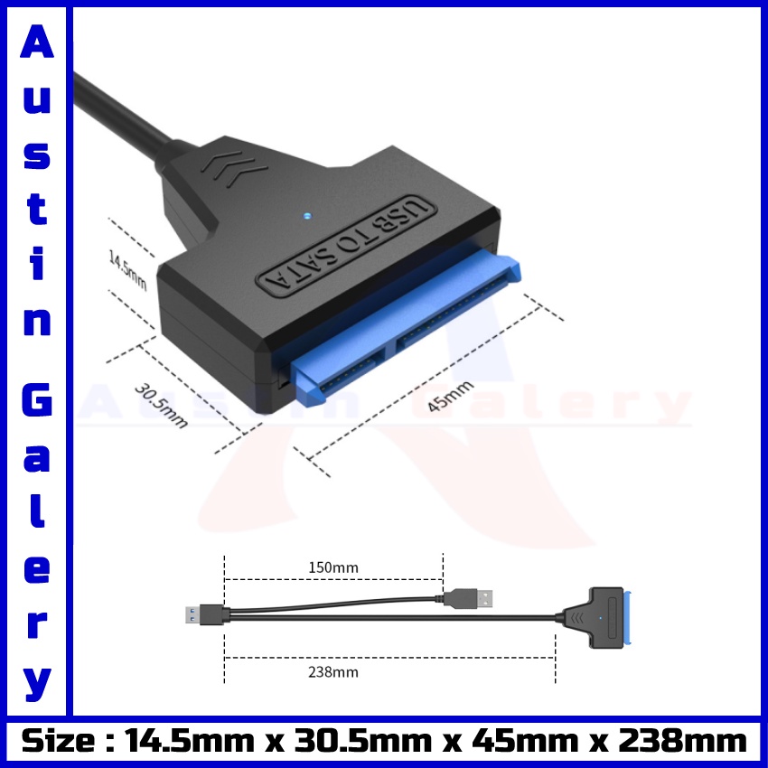 USB 3.0 TO SATA Adapter Hard Disk Drive SSD HDD Untuk PC Laptop Komputer