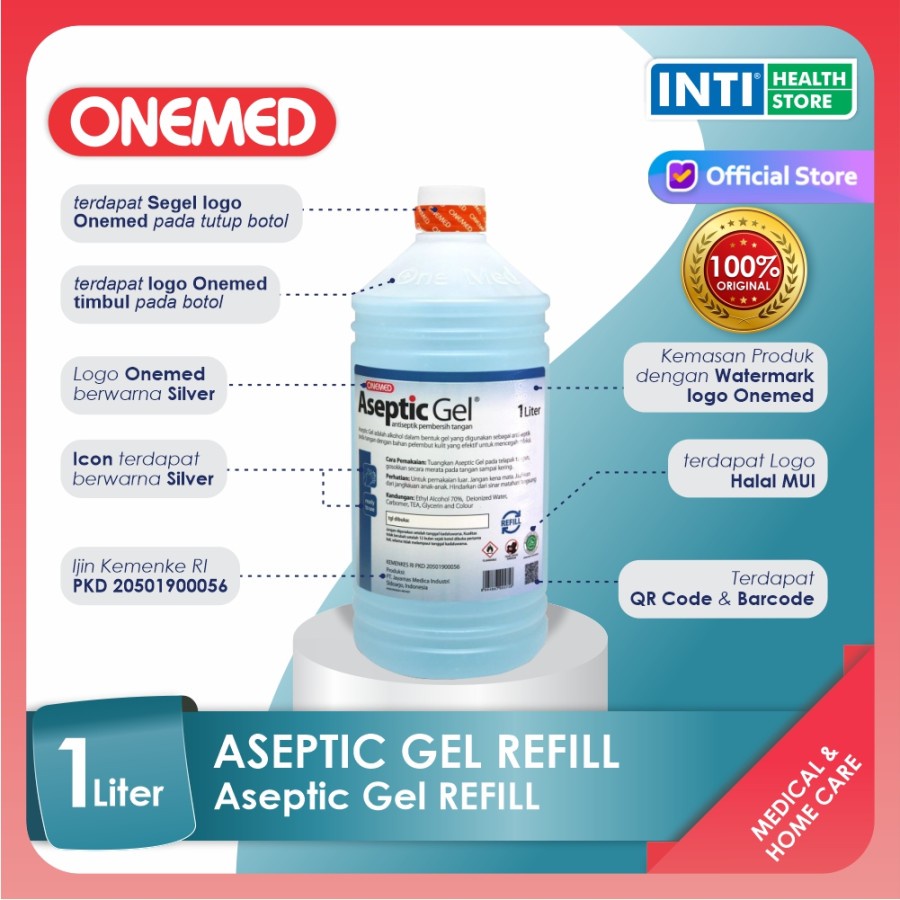 Onemed | Aseptic Gel | Refill Hand Sanitizer | Antiseptic Gel 1 Liter