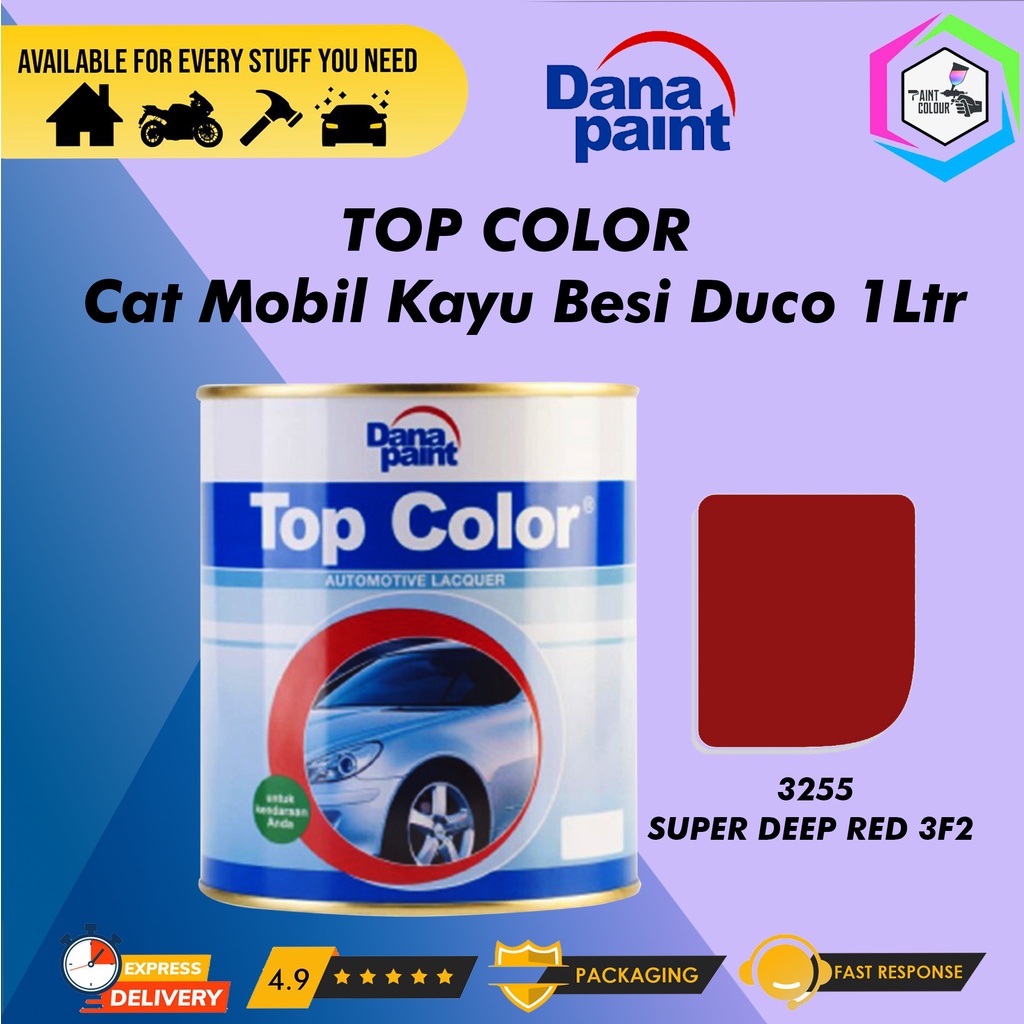 TOP COLOR 3255 Super Deep Red 3F2 - Cat Mobil Kayu Besi Duco