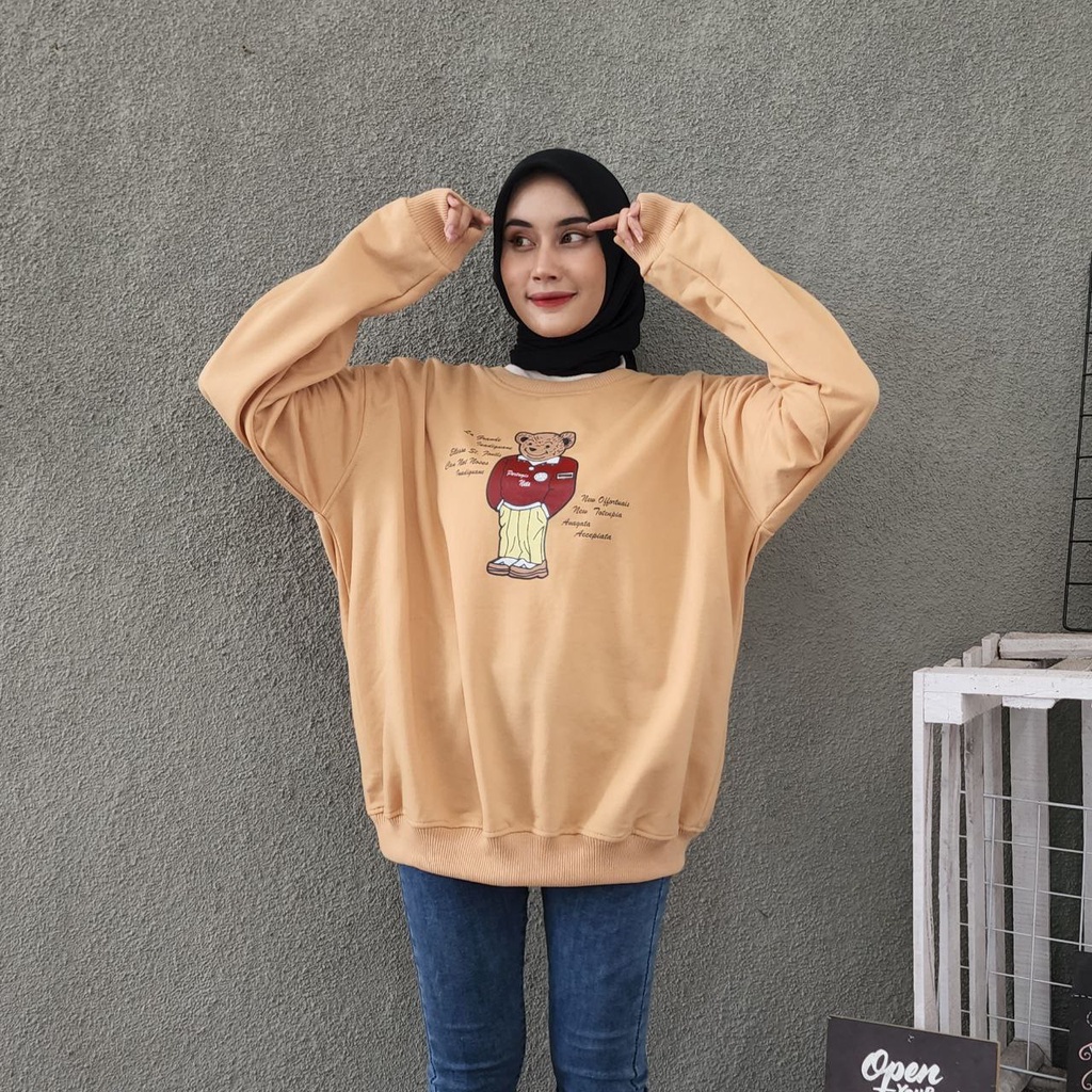SWEATER CREWNECK PORTUGIS TEDDY BEAR OVERSIZE / SWEATER CREWNECK OVERSIZE TERBARU / CREWNECK UNISEX 