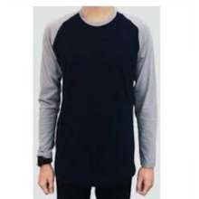 Kaos Raglan polos Lengan panjang hitam abu