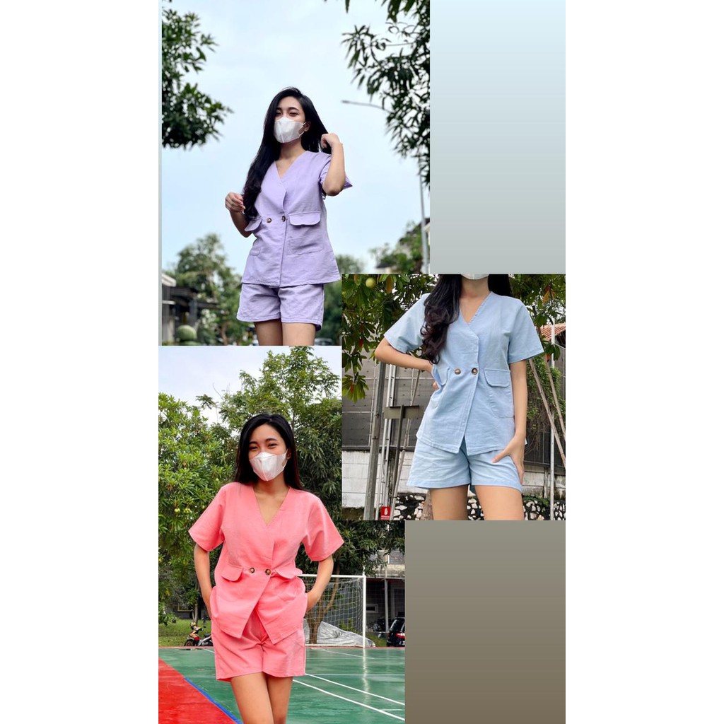 NUNA SET/ BAJU SETELAN WANITA BAHAN LINEN BAHAN ADEM DAN NYAMAN