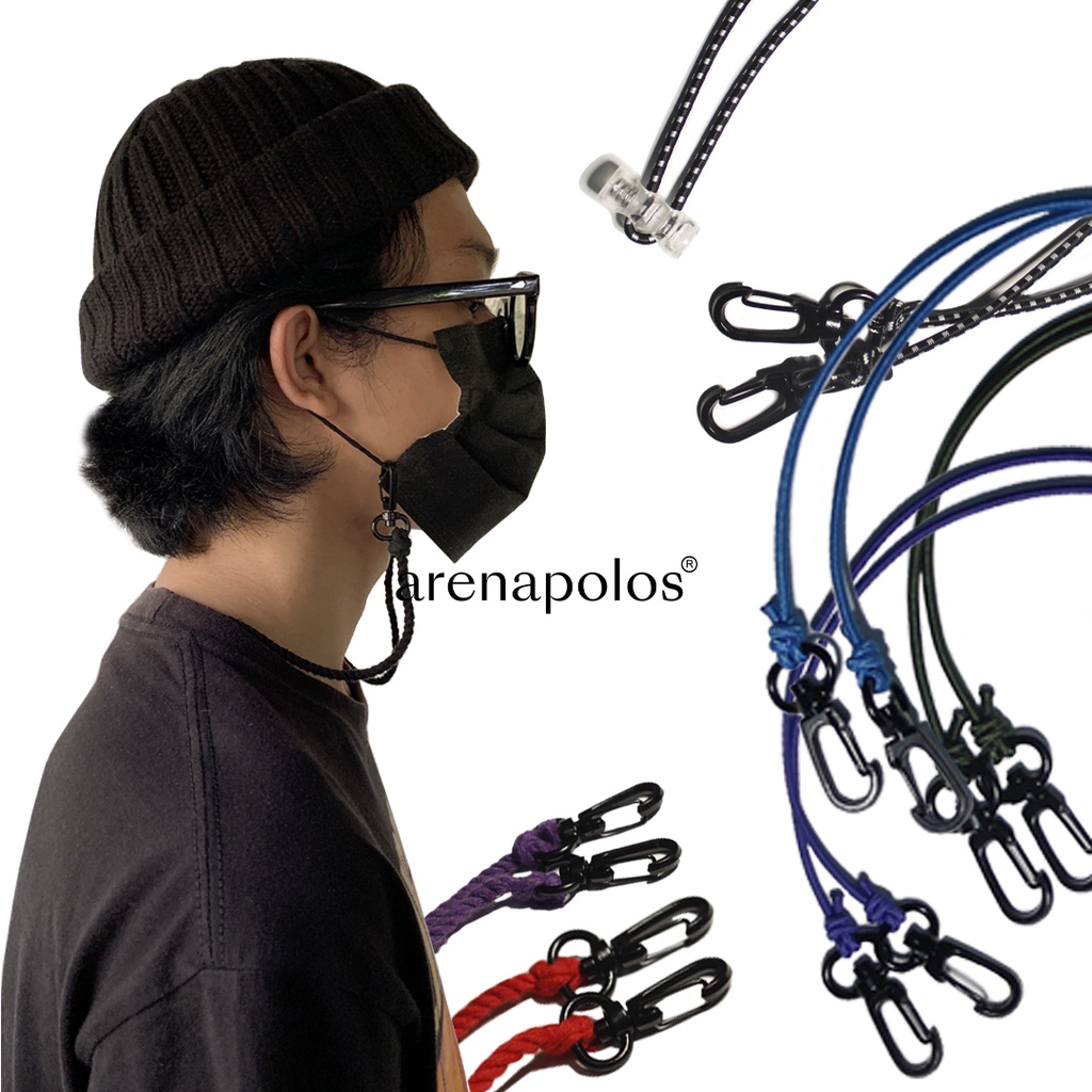 Arenapolos Tali Strap Kalung Masker Pria Wanita Bahan Elastis Premium Pengait Besi