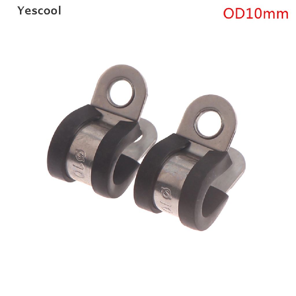 Yescool 2pcs 304 Stainless Steel Rubber Lined P Clips Cable Mounting Hose Pipe Clamp  .