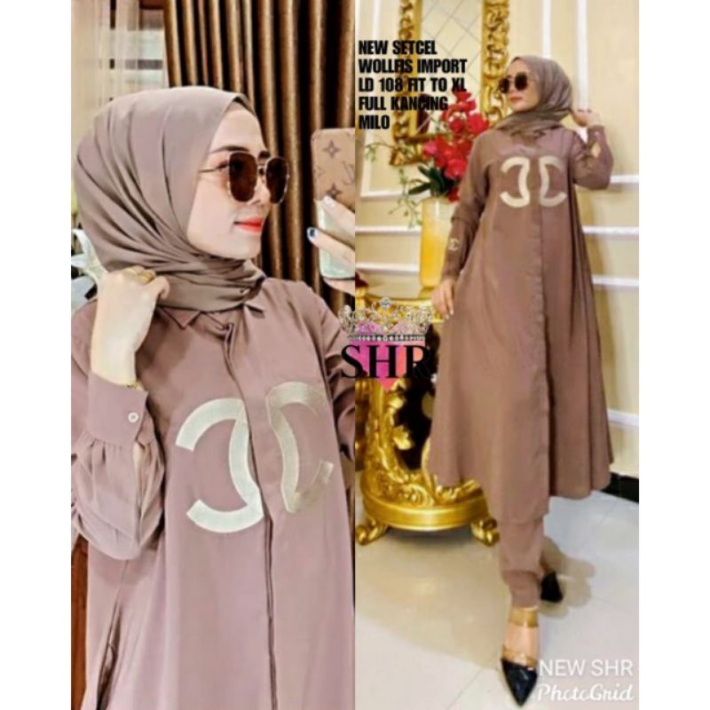 Setcel Premium ORI SHR Set Jilbab Voal - Oneset SHR ORIGINAL - Tunik Set Celana Panjang - Siap Kirim