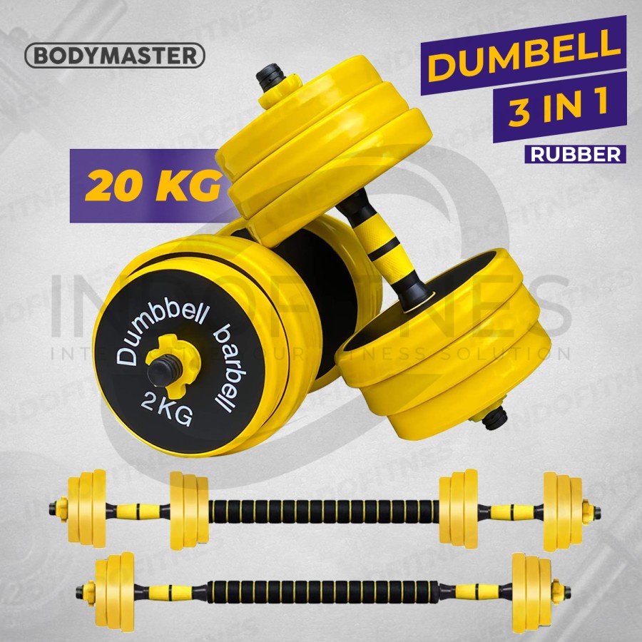 Adjustable Dumbell Rubber 20KG - Barbell set Dambel Karet 20 KG